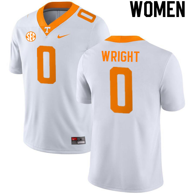 Women #0 William Wright Tennessee Volunteers College Football Jerseys Stitched-White